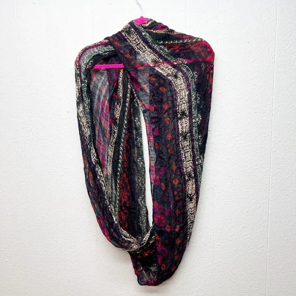 Ecote Womens Floral Scarf Gauzy Bohemian Spring Summer Casual Polished Elegant